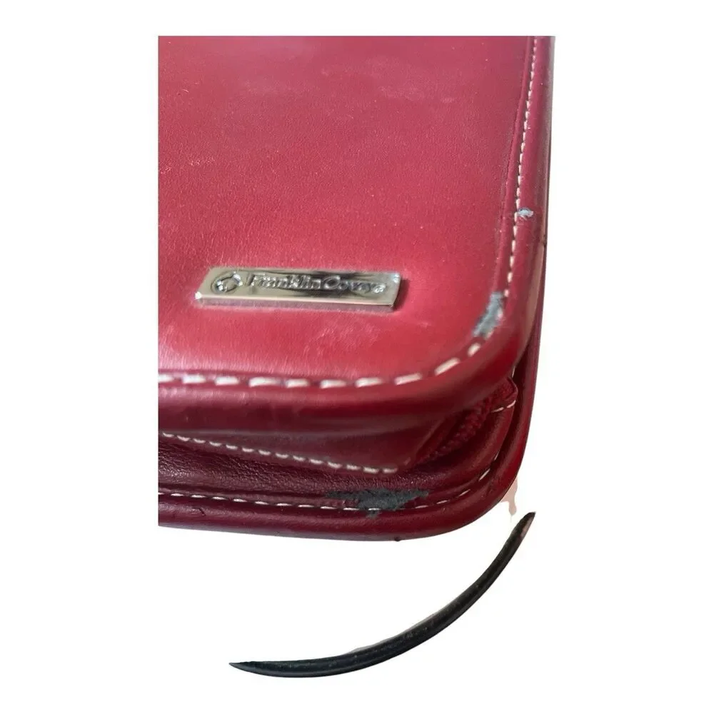 Franklin Covey Red Medium Zip Around 7 Ring Planner Binder Organizer 10x8